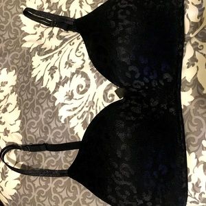 Black leopard print no wire bra